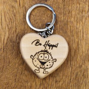 Herz-Schlüsselanhänger "Be Häppi" (Ahorn)