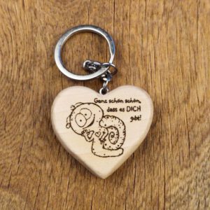 Herz-Schlüsselanhänger "Ganz schön schön" (Ahorn)
