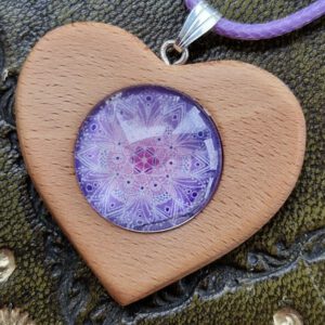 Mandala-Herzkette "Miteinander" aus Buchenholz