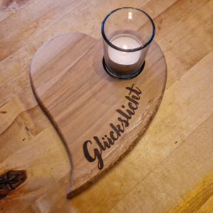 "Glückslicht" mit Teelicht aus Buche
