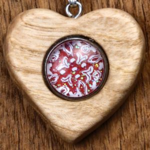 Mandala Herzkette aus Esche "handgemalt"